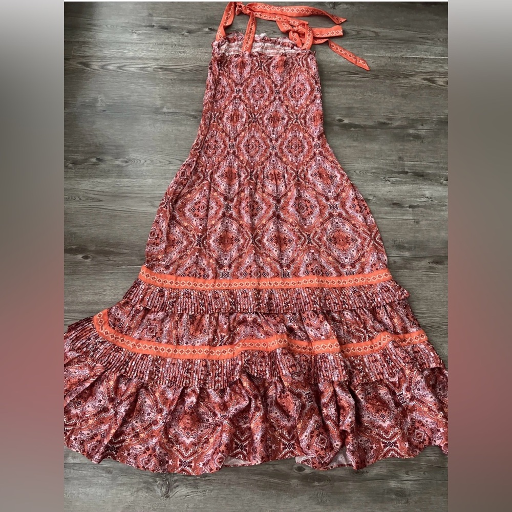 Ramy Brook Sia Smocked Ruffle Tiered Midi Dress Womens Medium - Picture 7 of 9